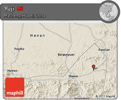 Shaded Relief 3D Map of Yuji