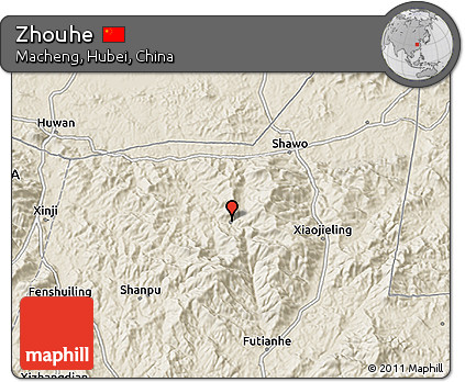 Shaded Relief 3D Map of Zhouhe