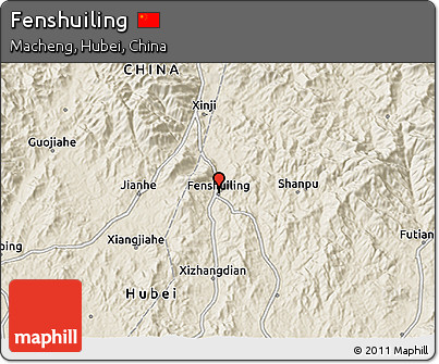 Shaded Relief 3D Map of Fenshuiling