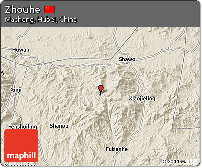 Shaded Relief 3D Map of Zhouhe