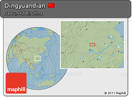 Savanna Style Location Map of Dingyuandian, hill shading