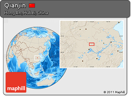 Shaded Relief Location Map of Qianjin