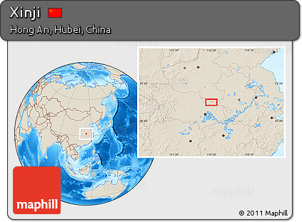 Shaded Relief Location Map of Xinji