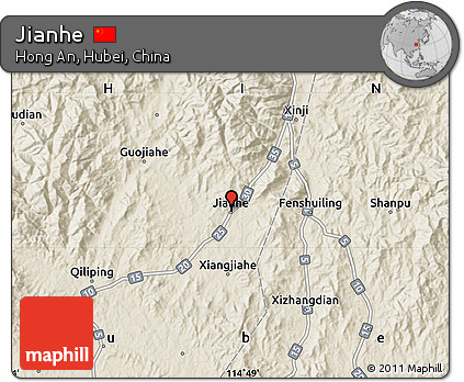 Shaded Relief Map of Jianhe