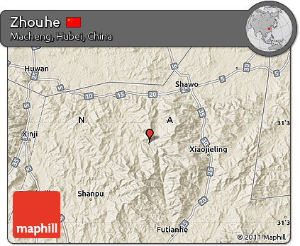 Shaded Relief Map of Zhouhe