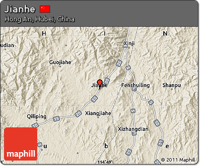 Shaded Relief Map of Jianhe