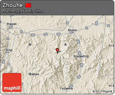 Shaded Relief Map of Zhouhe