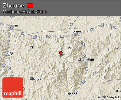 Shaded Relief Map of Zhouhe