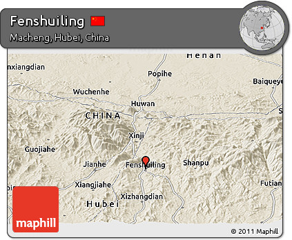 Shaded Relief Panoramic Map of Fenshuiling
