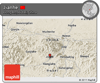 Shaded Relief Panoramic Map of Jianhe