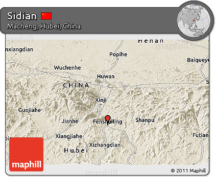 Shaded Relief Panoramic Map of Sidian