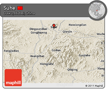 Shaded Relief Panoramic Map of Suhe