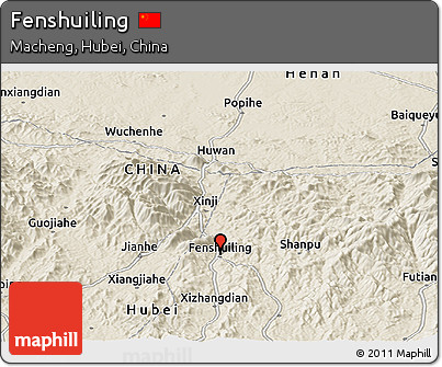 Shaded Relief Panoramic Map of Fenshuiling