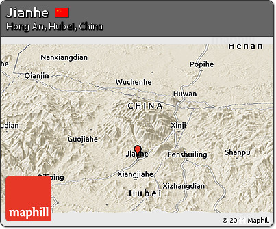 Shaded Relief Panoramic Map of Jianhe