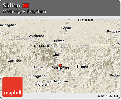 Shaded Relief Panoramic Map of Sidian