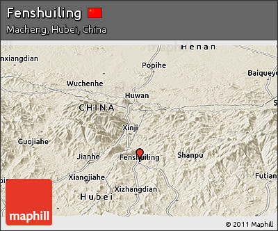 Shaded Relief Panoramic Map of Fenshuiling