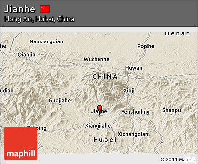Shaded Relief Panoramic Map of Jianhe