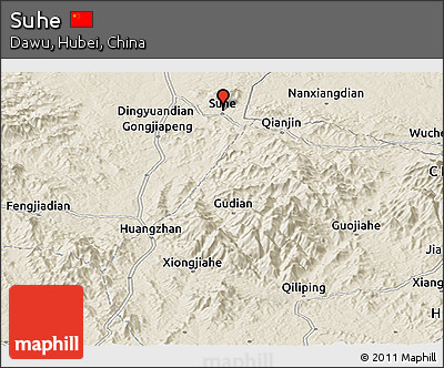 Shaded Relief Panoramic Map of Suhe