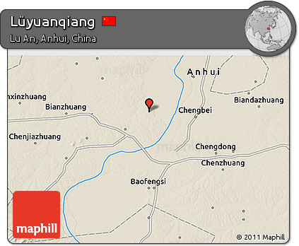 Shaded Relief 3D Map of Lüyuanqiang