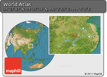 Satellite Location Map of the Area around 31° 39' 38" N, 116° 31' 30" E