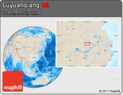 Shaded Relief Location Map of Lüyuanqiang