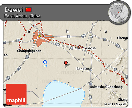 Shaded Relief Map of Dawei