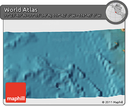 Satellite 3D Map of the Area around 31° 39' 38" N, 117° 13' 29" W