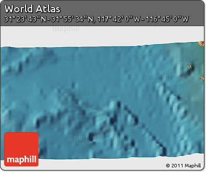 Satellite 3D Map of the Area around 31° 39' 38" N, 117° 13' 29" W