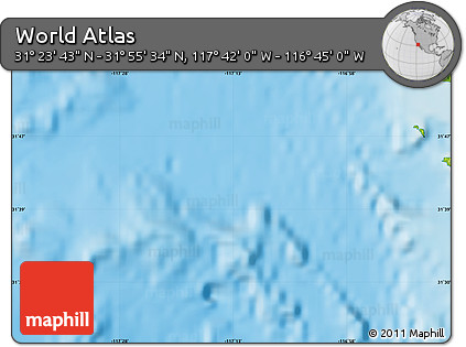 Physical Map of the Area around 31° 39' 38" N, 117° 13' 29" W