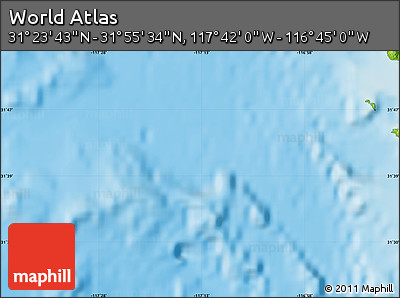 Physical Map of the Area around 31° 39' 38" N, 117° 13' 29" W