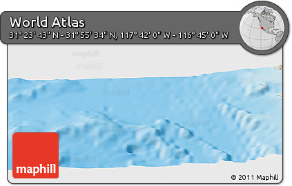 Shaded Relief Panoramic Map of the Area around 31° 39' 38" N, 117° 13' 29" W