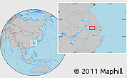 Gray Location Map of the area around 31° 39' 38" N, 119° 55' 30" E