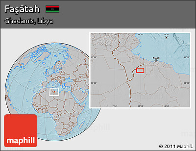 Gray Location Map of Faşātah, hill shading