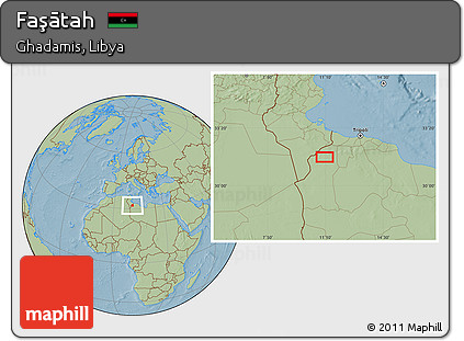 Savanna Style Location Map of Faşātah, hill shading