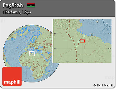 Savanna Style Location Map of Faşātah, hill shading