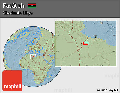 Savanna Style Location Map of Faşātah, hill shading