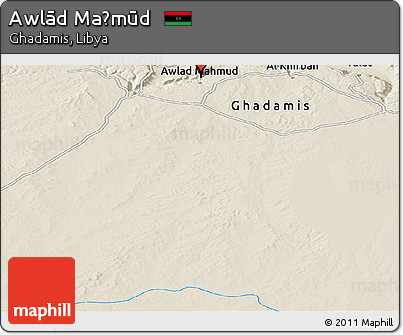 Shaded Relief Panoramic Map of Awlād Maḩmūd