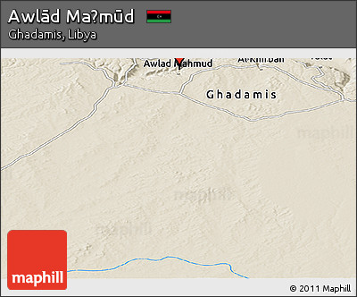 Shaded Relief Panoramic Map of Awlād Maḩmūd