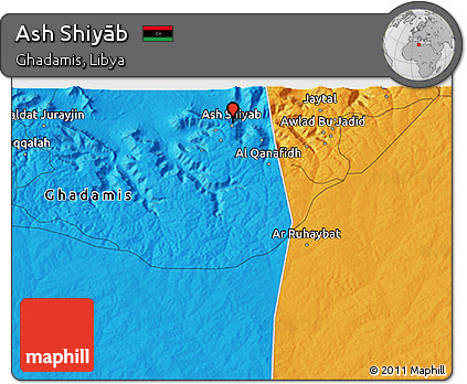 Political 3D Map of Ash Shiyāb