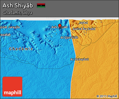 Political 3D Map of Ash Shiyāb