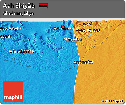 Political 3D Map of Ash Shiyāb