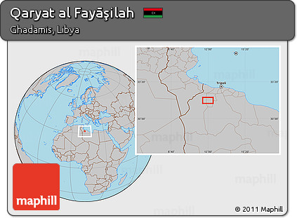 Gray Location Map of Qaryat Al Fayāşilah