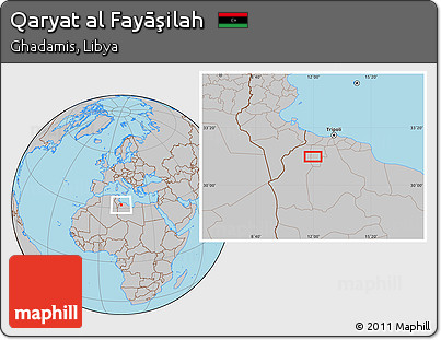 Gray Location Map of Qaryat Al Fayāşilah
