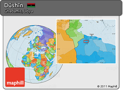 Political Location Map of Dūshīn