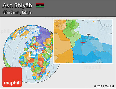 Political Location Map of Ash Shiyāb
