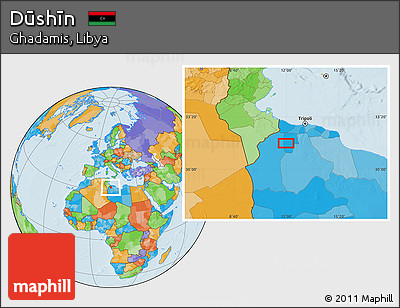 Political Location Map of Dūshīn