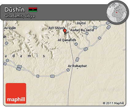 Shaded Relief Map of Dūshīn