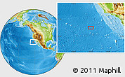 Physical Location Map of the area around 31° 39' 38" N, 123° 10' 30" W