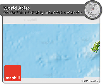 Physical 3D Map of the Area around 31° 39' 38" N, 129° 16' 30" E