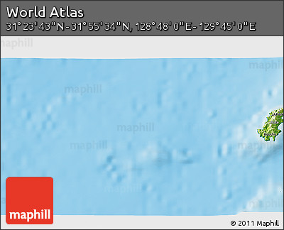 Physical 3D Map of the Area around 31° 39' 38" N, 129° 16' 30" E